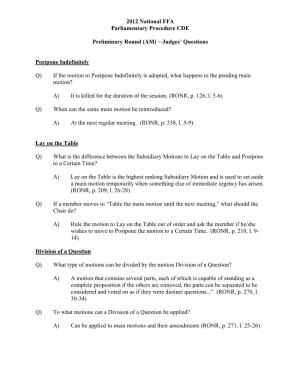 2012 National FFA Parliamentary Procedure CDE