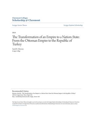 The Transformation of an Empire to a Nation-State: from the Ottoman Empire to the Republic of Turkey