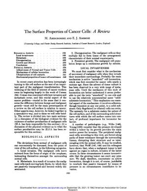 The Surface Properties of Cancer Cells: a Review