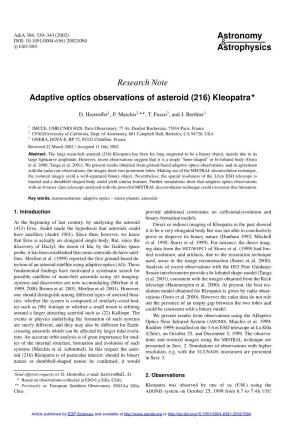 Adaptive Optics Observations of Asteroid (216) Kleopatra