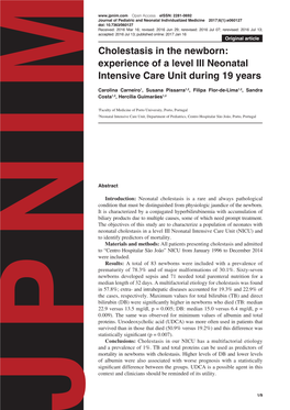 Experience of a Level III Neonatal Intensive Care Unit During 19 Years