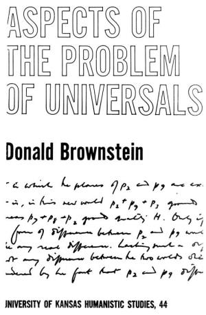 Aspects of the Problem of Universals
