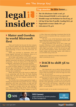 Slater and Gordon in World Microsoft First DACB to Shift 3E to Azure