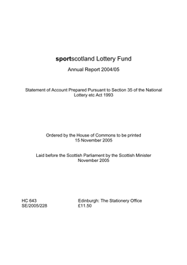 Sportscotland Lottery Fund Annual Report 2004/05 HC