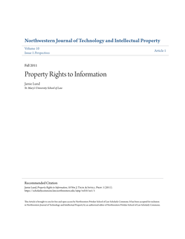 Property Rights to Information Jamie Lund St