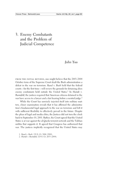 Enemy Combatants and the Problem of Judicial Competence