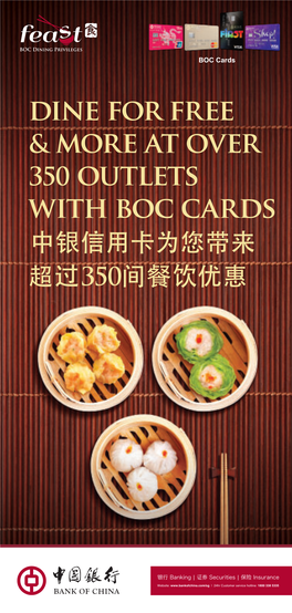 Dine for Free & More at Over 350 Outlets with Boc Cards