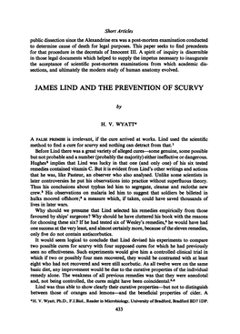 James Lind and the Prevention of Scurvy