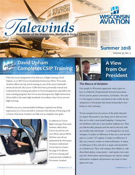 Summer 2018 a View from Our President David Upham Completes