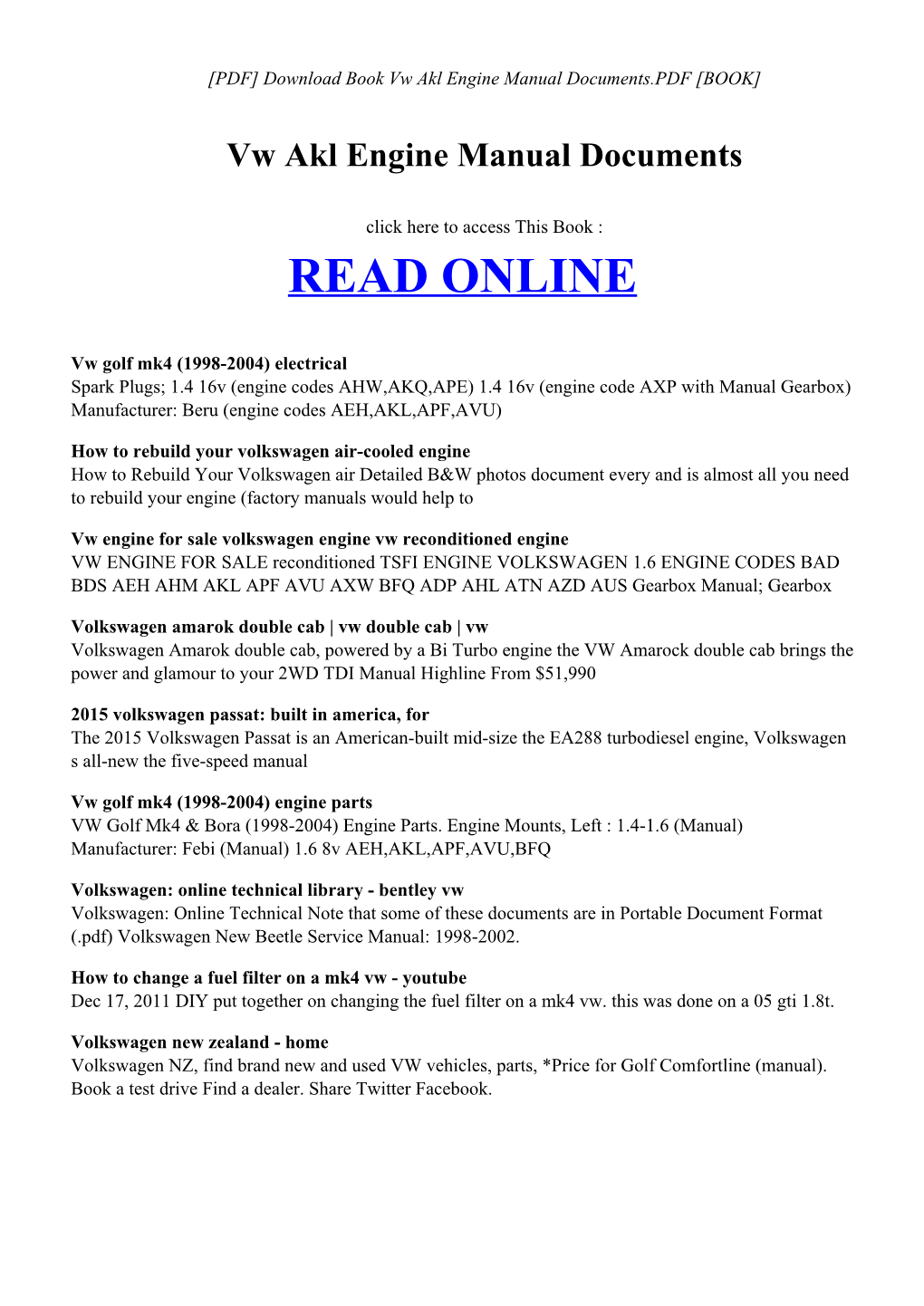 Vw Akl Engine Manual Documents.PDF [BOOK]