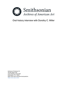 Oral History Interview with Dorothy C. Miller