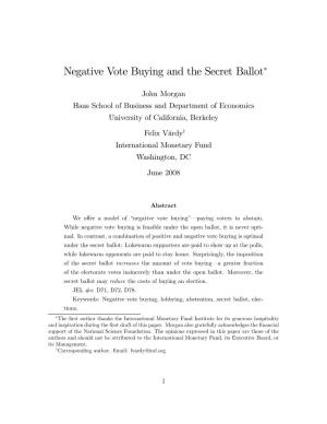 Negative Vote Buying and the Secret Ballot"