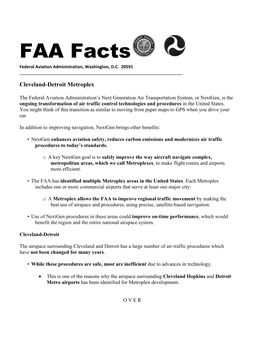 FAA Facts Federal Aviation Administration, Washington, D.C