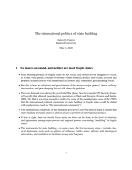 The International Politics of State Building