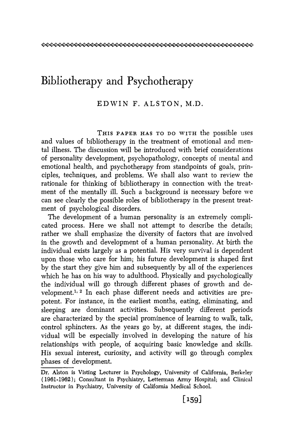 Bibliotherapy and Psychotherapy