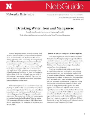Drinking Water: Iron and Manganese Bruce Dvorak, Extension Environmental Engineering Specialist