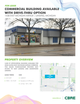 Commercial Building Available with Drive-Thru Option 1438 East Michigan Avenue | Lansing, Michigan