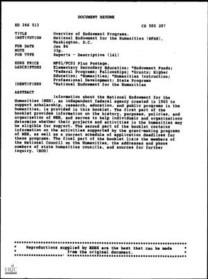 DOCUMENT RESUME CS 505 207 TITLE Overview Of
