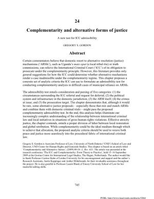 24 Complementarity and Alternative Forms of Justice