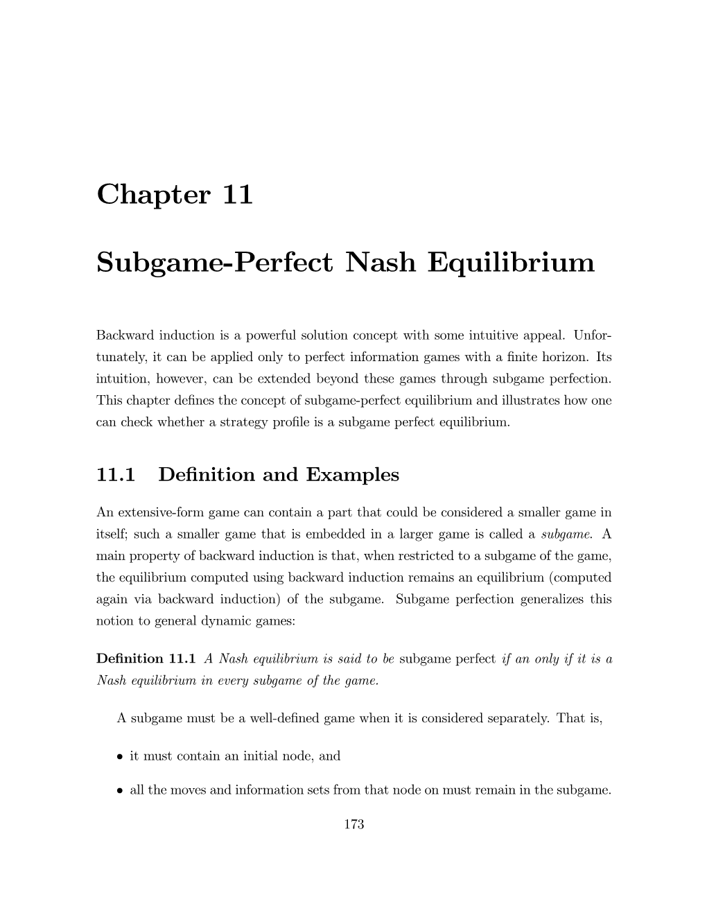 Subgame-Perfect Nash Equilibrium