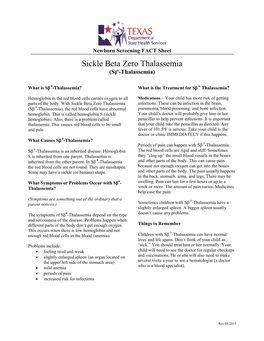 Sickle Beta Zero Thalassemia Fact Sheet