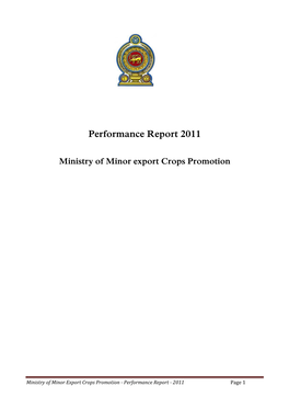 Ministry of Minor Export Crop Promotion for the Year 2011