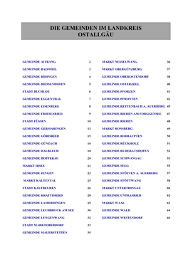 Die Gemeinden Im Landkreis Ostallgäu