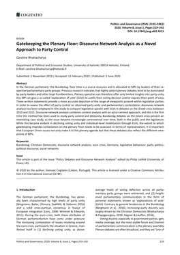 Discourse Network Analysis As a Novel Approach to Party Control