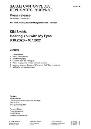 Press Release Kiki Smith. Hearing You with My Eyes 9.10.2020 – 10.1.2021