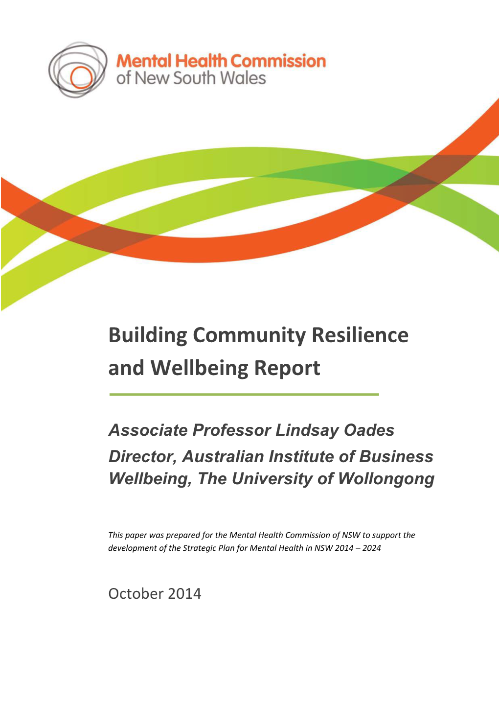Building Community Resilience and Wellbeing Report