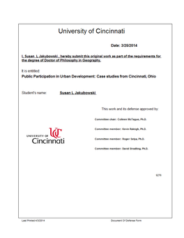 Public Participation in Urban Development: Case Studies from Cincinnati, Ohio