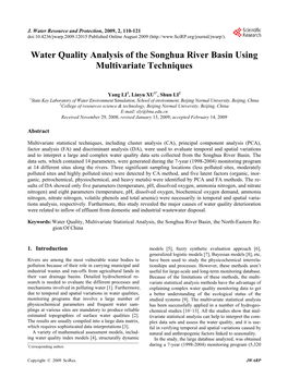 Water Quality Analysis of the Songhua River Basin Using Multivariate Techniques