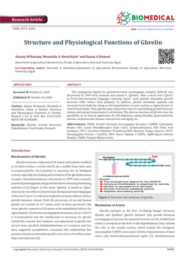 Structure and Physiological Functions of Ghrelin