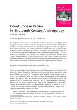Intra-European Racism in Nineteenth-Century Anthropology Gustav Jahoda