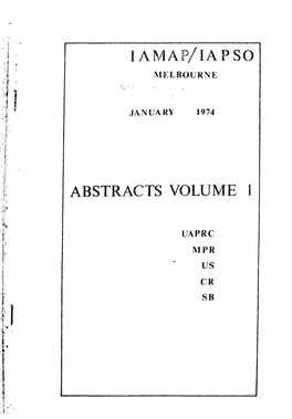 Iamap/Iapso Abstracts Volume 1