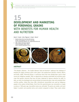 15 Development and Marketing of Perennial Grains with Benefits for Human Health and Nutrition