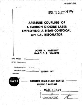 I Aperture Coupling of a Carbon Dioxide Laser