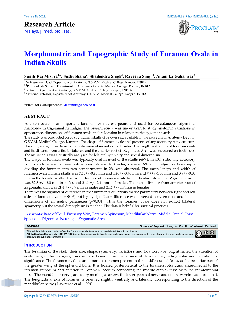 Morphometric and Topographic Study of Foramen Ovale in Indian Skulls