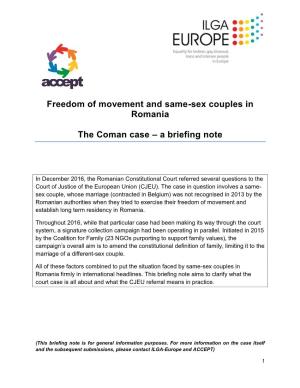 Freedom of Movement and Same-Sex Couples in Romania the Coman