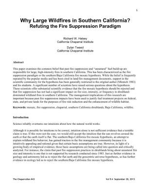 Why Large Wildfires in Southern California? Refuting the Fire Suppression Paradigm
