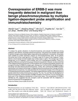 Overexpression of ERBB-2 Was More Frequently Detected in Malignant