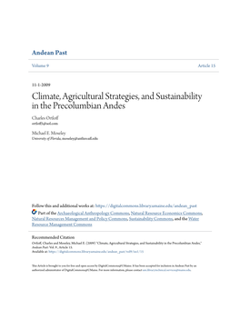 Climate, Agricultural Strategies, and Sustainability in the Precolumbian Andes Charles Ortloff Ortloff5@Aol.Com