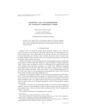 Isometry and Automorphisms of Constant Dimension Codes