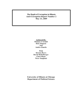 The Depth of Corruption in Illinois: Anti-Corruption Report Number 2 May 13, 2009