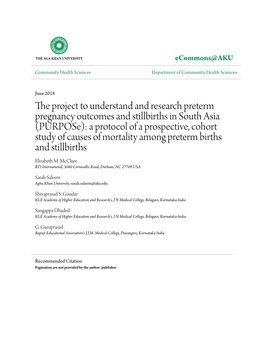 The Project to Understand and Research Preterm Pregnancy Outcomes and Stillbirths in South Asia