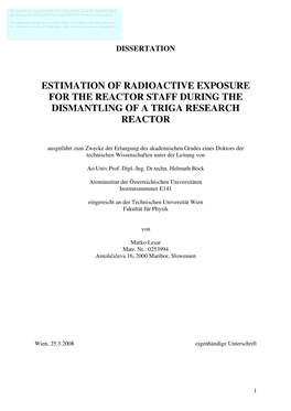 Estimation of Radioactive Exposure for the Reactor Staff During the Dismantling of a Triga Research Reactor