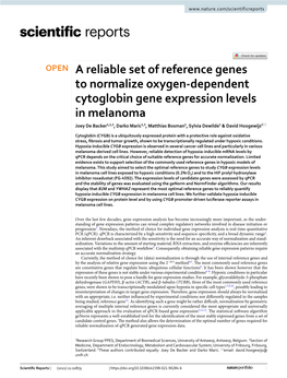A Reliable Set of Reference Genes to Normalize Oxygen-Dependent Cytoglobin Gene Expression Levels in Melanoma