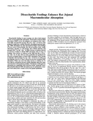 Disaccharide Feedings Enhance Rat Jejunal Macromolecular Absorption