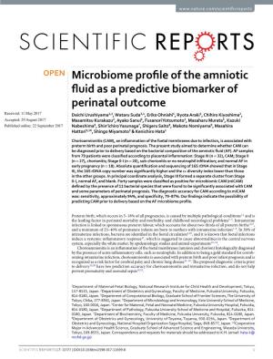 Microbiome Profile of the Amniotic Fluid As a Predictive Biomarker Of