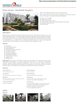 Rohan Jharoka - Marathahalli, Bangalore Offer 2 and 3 BHK Apartments with Assured Privacy